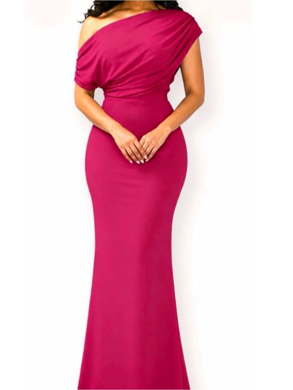 OYS~ Off or One-Shoulder Pink Evening Gown. Size M